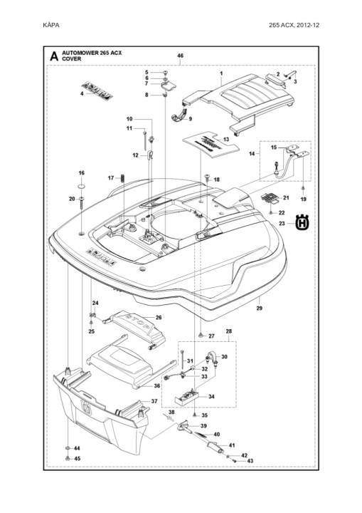 Kaross komplett Automower 265 ACX i gruppen Reservdelar Robotgräsklippare / Reservdelar Husqvarna Automower® 265 ACX / Automower 265 ACX - 2015 hos GPLSHOP (5802926-02)