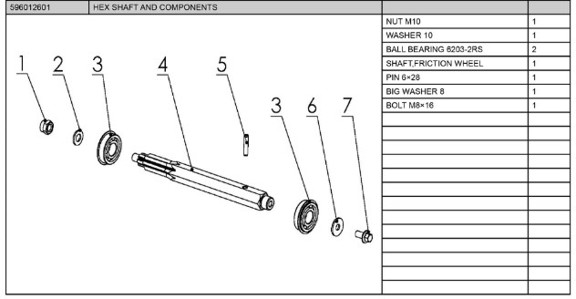 HEX SHAFT AND COMPONENTS i gruppen hos GPLSHOP (5960126-01)