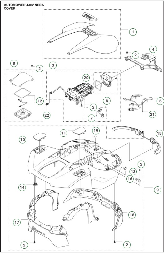 Sprängskissbild Husqvarna Automower 430V Nera