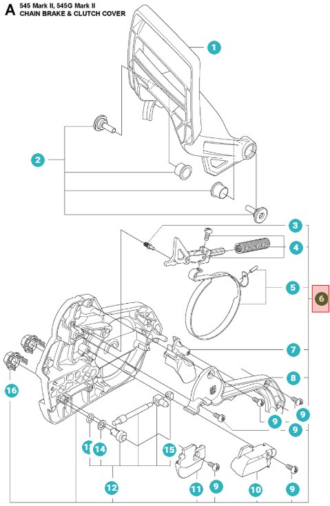 Kopplingskåpa Husqvarna 545, 545G, 545 Mark II, 555