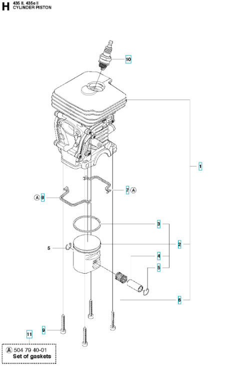 Kolv Husqvarna 135, 140 435, 435 II, 440, 440 II, CS2240