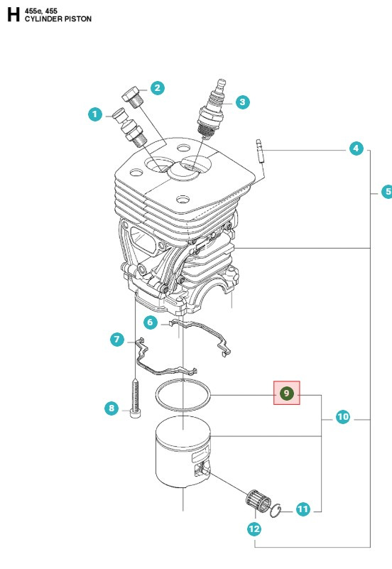 Kolvring Husqvarna 455 Rancher, 371XP, Jonsered CS2255