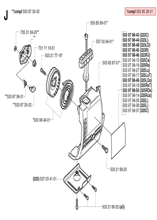 Startapparat Husqvarna 325RX, 327RDX, 326P5X
