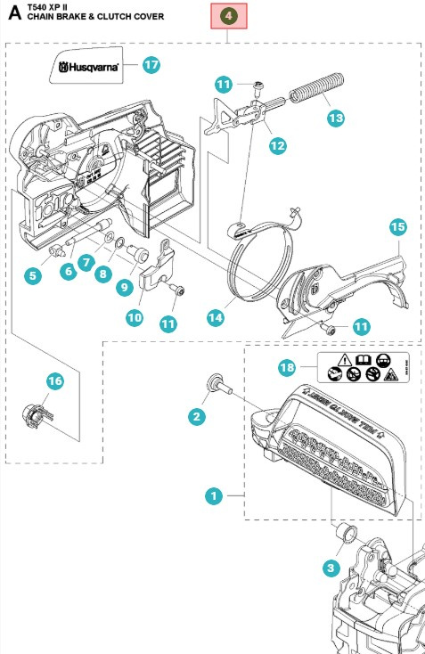 Kopplingskåpa Husqvarna T540XP, T540XP Mark II
