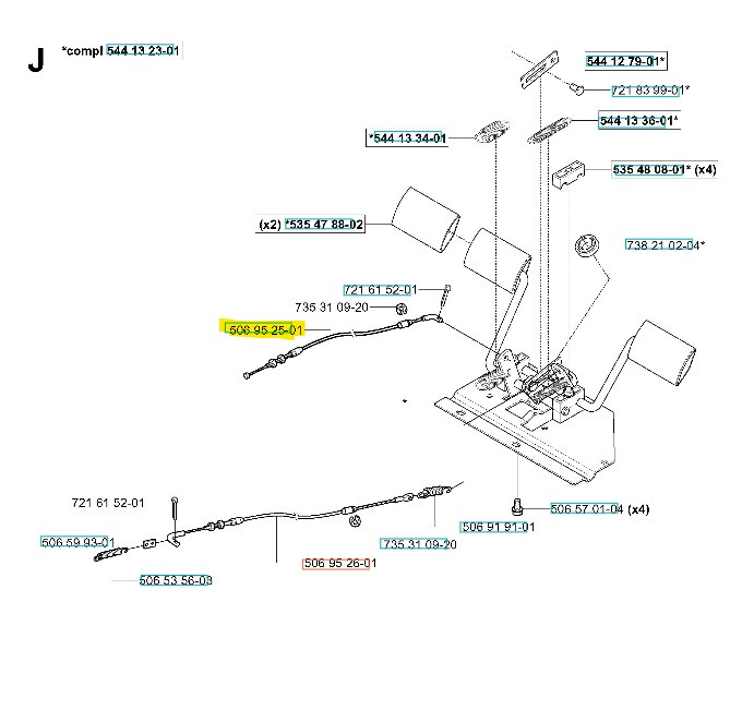 Bromsvajer Rider 11, 13 C5, 850, 970, Jonsered FR2211