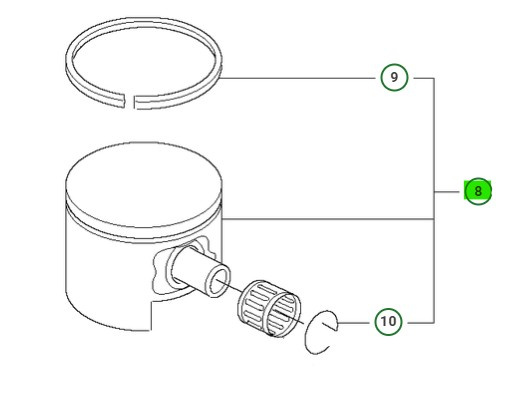 Kolv Kpl 346XP 44,3mm 50CC Decomp