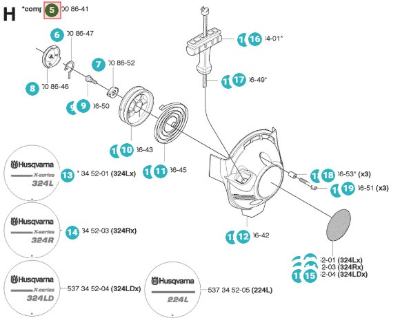 Startapparat Husqvarna 324RX, 524R, 524LK