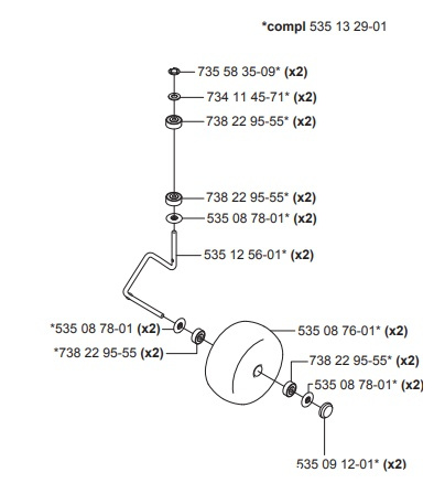 Framhjul komplett 5mm