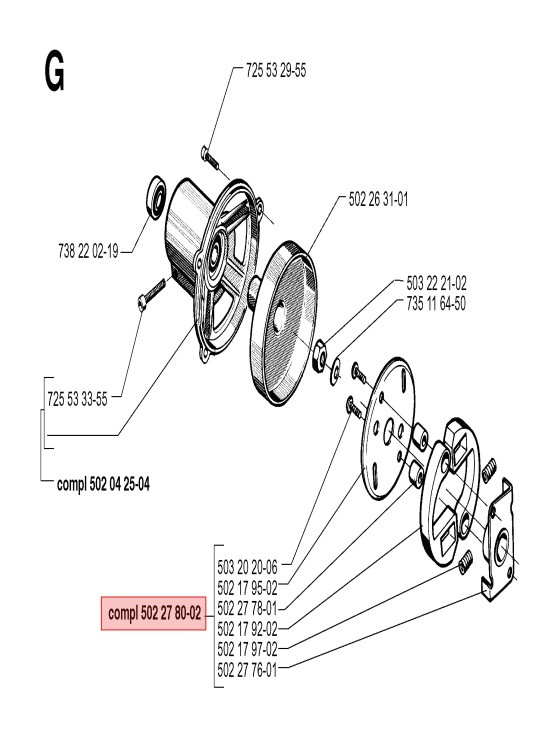 Koppling 250R, 252RX, RS40, RS51, RS52