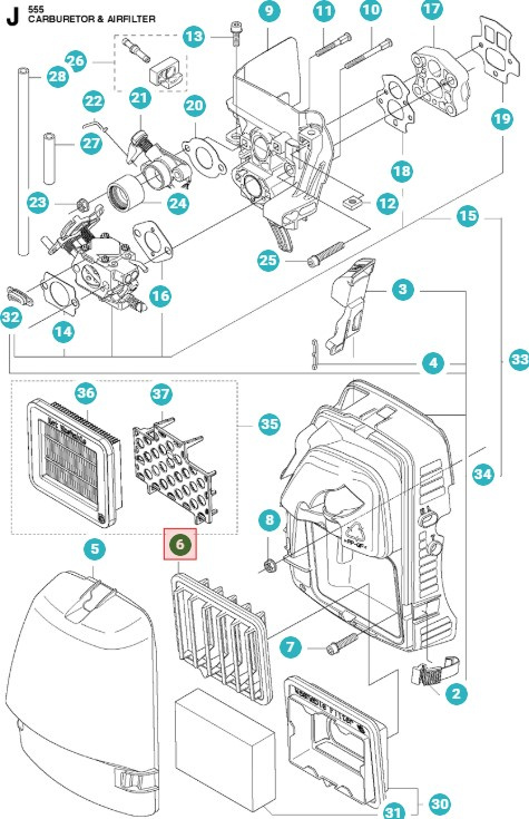 Luftfilter Husqvarna 355FX, 355RX, 555FX, 555RXT, FC2256