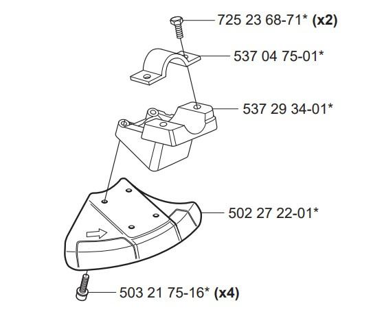 Klingskydd Husqvarna 323C, 323R, 324RX, 524R, 525RX mfl