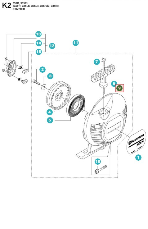 Startapparatshus Husqvarna 335FR, 335RX, 535RXT, 535FBX