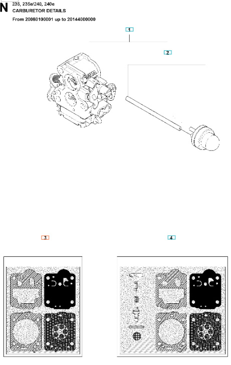 Förgasarpackning Husqvarna 240, CS2234