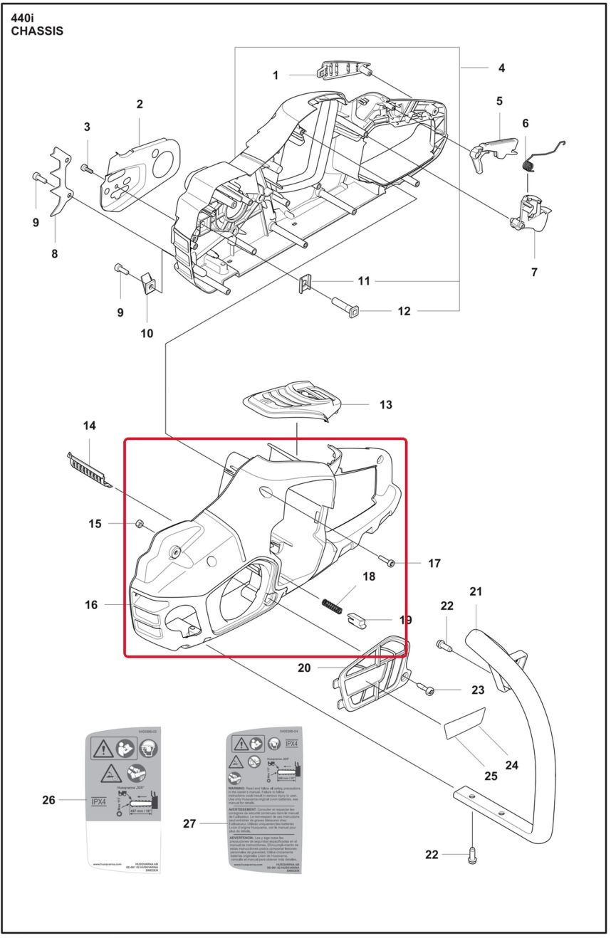 Chassi chassis left / flywheel side