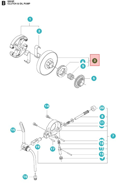 Kopplingstrumma med nållager och ringdrev .325