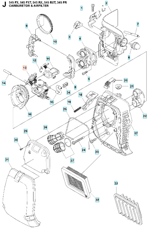 Förgasare 345FR, 545FR, 545FX, 545RX