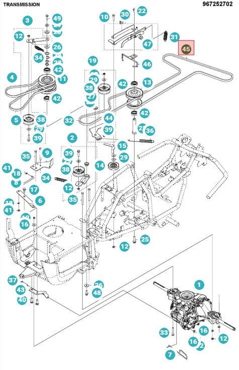 Drivrem remhjul-aggregat Rider 115C, 115B, FR2315MA