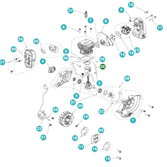 Kolv Kit Husqvarna 129R, 129C, 129LK, 325R