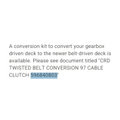Service Kit 97 Crd Deck Cable Service Kit 97 Crd Deck Cable